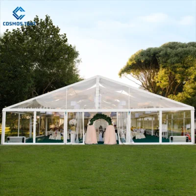 Tiendas de campaña impermeables transparentes para eventos, marquesina transparente de 10m para bodas al aire libre