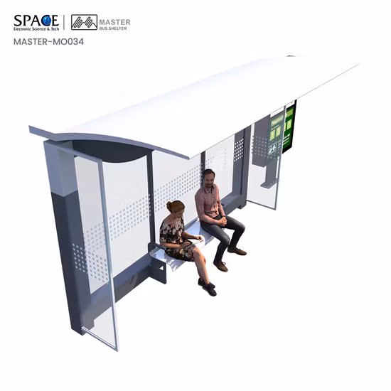 Cobertizo de autobús publicitario de aleación de aluminio al aire libre de diseño simple de ciudad moderna