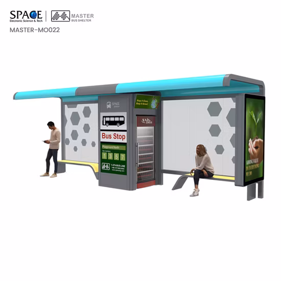 Refugio abierto de placa de metal de aleación de aluminio con cobertizo de autobús elegante para máquina expendedora