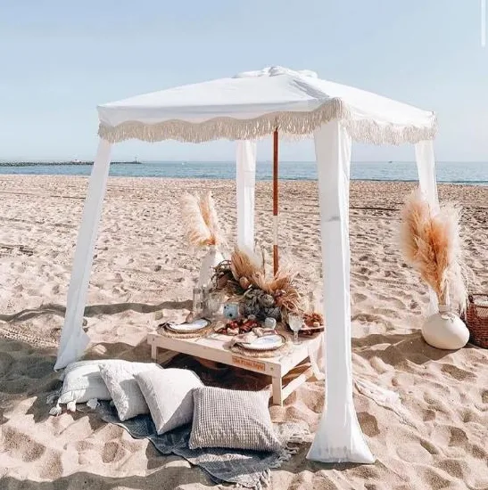 The Premium Seaside Beach Cabana Pacific Play Tents - Toldo de playa de gran tamaño, refugio solar con cortinas laterales